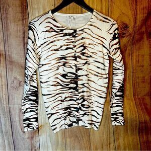 NWT Vila Milano Brown Zebra Cardigan Botton Down Women’s Small Career Lightweigh